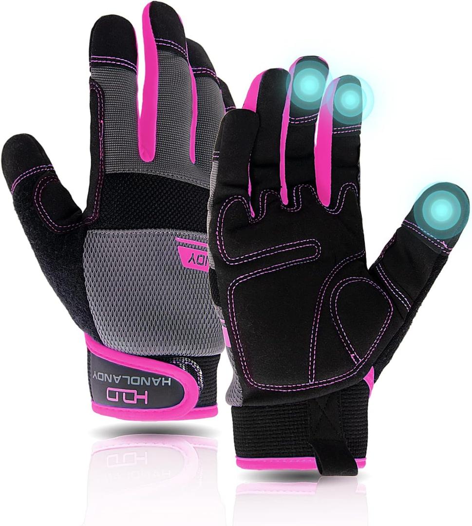 Work Gloves Men Women,Utility Gardening Gloves Touch Screen,Thin Mechanic Working Gloves Pink,Comfortable,Flexible,Fit (X-Small, Pink)