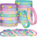 Zomiboo 24 Pack Mermaid Silicone Wristband Birthday Bracelets Mermaid Party Favors for Boys Girls Birthday Party Under The Sea Themed Baby Shower Supplies Classroom Gift Exchange School Games Prizes