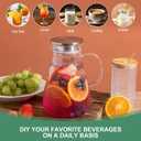 2.0 Liter 68 oz Glass Pitcher with Lid and Spout, Glass Carafe for Hot/Cold Water, Large Iced Tea Pitcher for Coffee, Milk,Juice and Homemade Beverage,Iced Coffee, and Container for Drinks