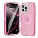 Luckwhale for iPhone 16 Pro Max Case, Fits Magsafe,Heavy Duty Shockproof Protection Phone Cases with Screen Protector*1, Magnetic Transparent Protective Cover for iPhone 16 ProMax 6.9 '', Pink