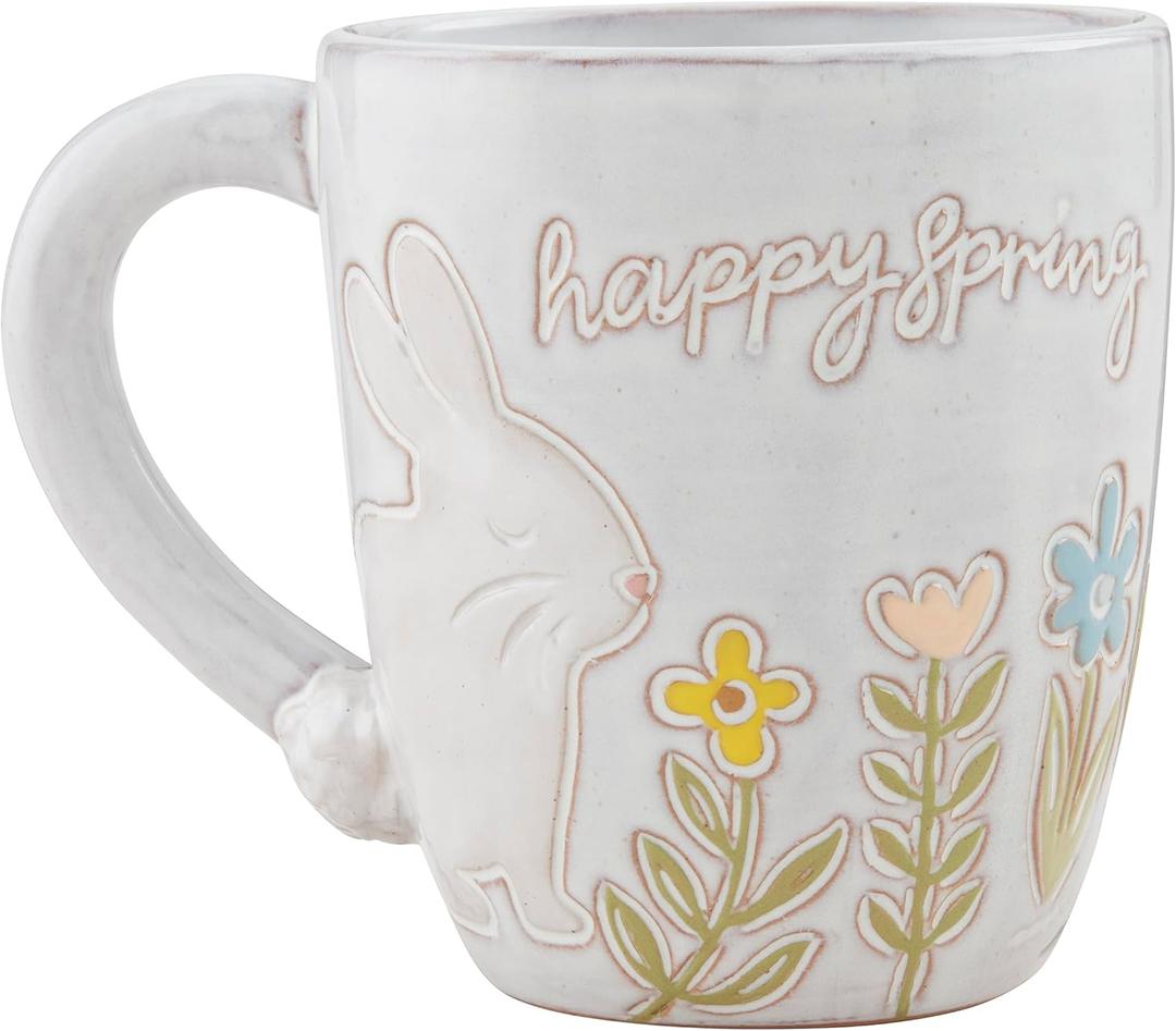 Mud Pie Handle Mugs, Happy; 4" x 3.5"