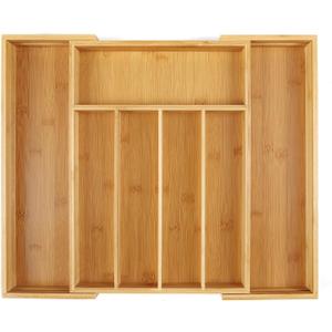 Utoplike Bamboo Cutlery Tray Silverware, Drawer Dividers for Kitchen Utensils, Flatware Tray Drawer Insert for knives, Gadgets and Garage Tools, Office Supplies (Small, Natural)