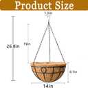 4 Pack 14 Inch Outdoor Plant Hanging Basket Round Metal Hanging Planter with Coco Coir Liner for Indoor Plants Baskets Railing Flower Pots Home Decor