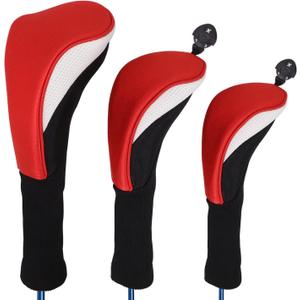 Black Golf Club Head Cover for Driver Fairway 3 Pcs Woods Headcovers, Golf Accessories Hybrid Head Covers Set with Interchangeable Tags 3 4 5 7 X