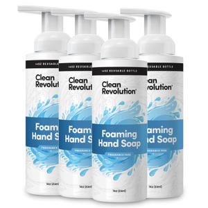 Clean Revolution Foaming Hand Soap. Ready to Use Formula. Fragrance Free. 14 oz, Pack of 4