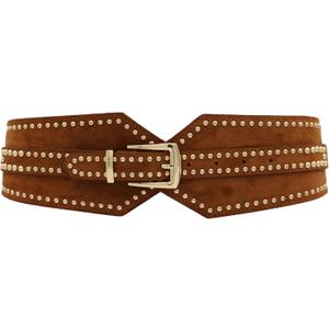 ZYALTFDC Women Wide Elastic Belts Chunky Stretchy Thick Belts for Women Dress Retro Cinch Girdle Vintage Waistband (Suit for waist size 24"-31.5", Brown)