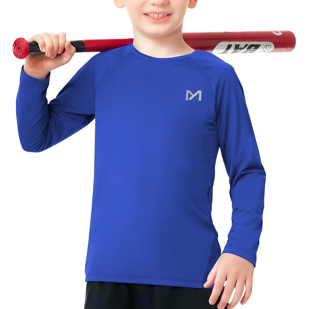 MEETYOO Boys Compression Shirt Long Sleeve Athletic Undershirt for Youth Kids Quick Dry Football Base Layer