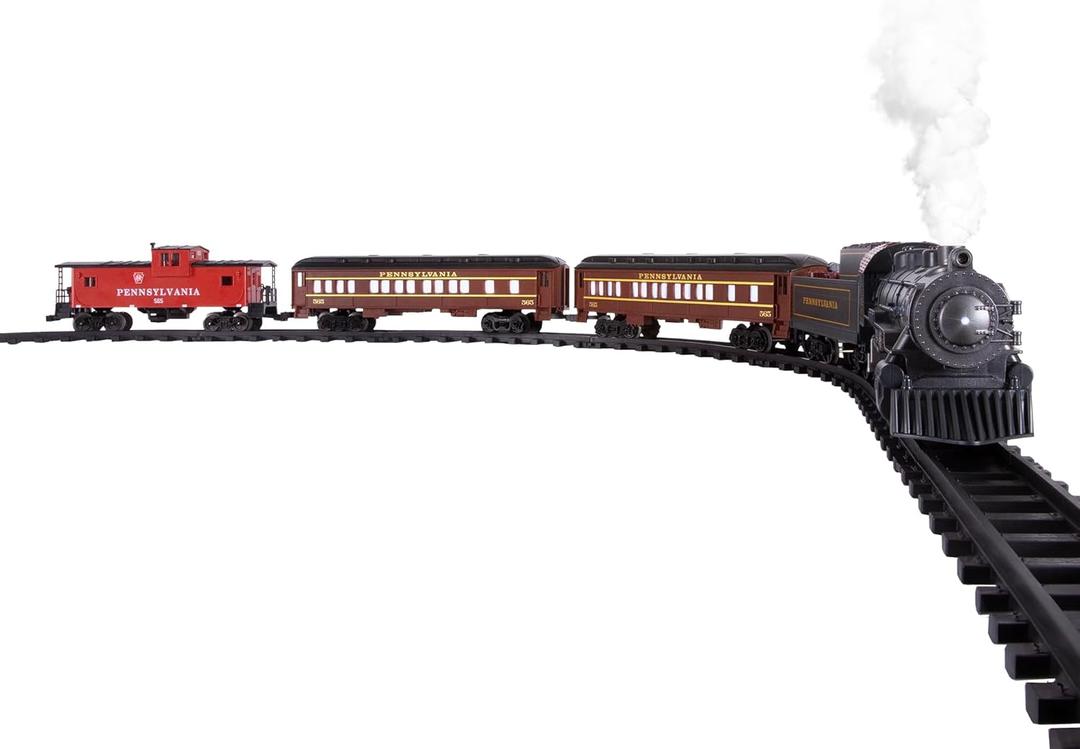 Lionel Pennsylvania Flyer Battery O Gauge Toy Train Set with Remote, Locomotive, Train Cars, & Track with Authentic Train Sounds, Lights, & Water Vapor Smoke Effects for Kids 4+