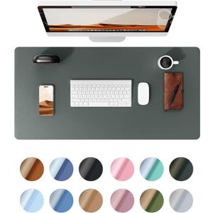 YSAGi Leather Desk Protector, Office Mat, Large Mouse Mat, Non-Slip PU Leather Blotter, Laptop Desk, Waterproof Writing Pad for Office and Home (Dark Green, 31.5" x 15.8")