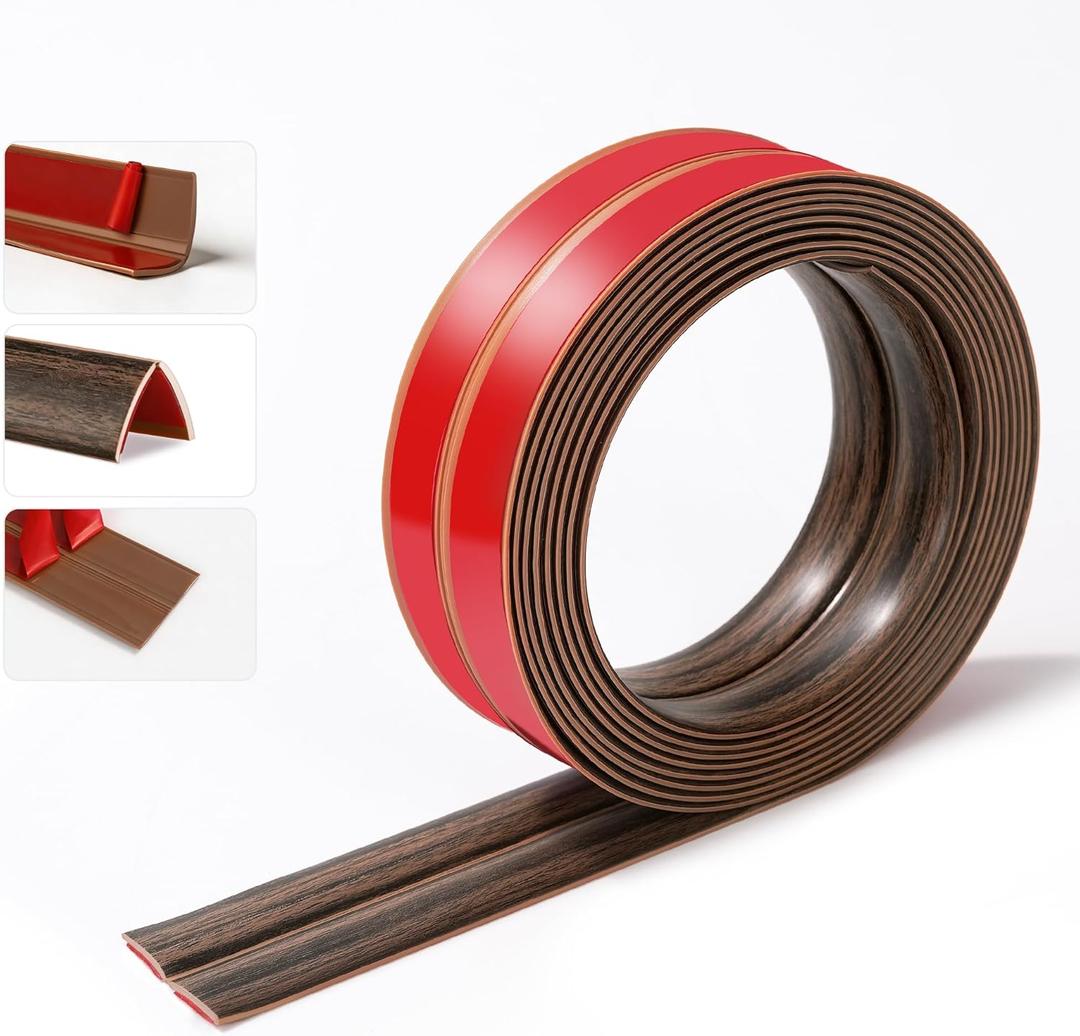 Bnell Flexible Wall Corner Trim, 1.57in Self Adhesive Corner Protector Strip, Peel and Stick Caulk Trim for Inside & Outside Corners, Floor Gap Cover Transition Strip (10FT,Fog Brown)