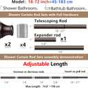 Oil Rubbed Bronze Tension Shower Curtain Rod Adjustable 18-79 Inches, Fits 20-78 Inch Spaces (Ideal for 72" Wide Bathrooms), Rust Resistance Adjustable Durable Spring No Drilling