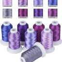 2 x Simthread Purple Embroidery Thread 8 Shades Compatible with Brother Colors, 550 Yards Each, 40WT Polyester, for Brother, Babylock, Janome, Singer & Other Machines, (Mix Sets)