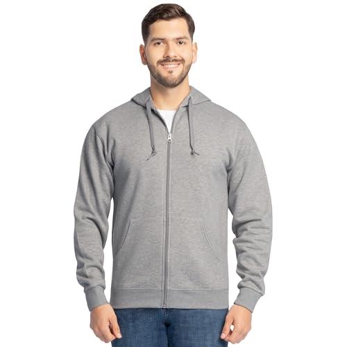 Fruit of the Loom Men's Eversoft Fleece Sweatshirts & Hoodies, Moisture Wicking & Breathable, Full Zip-Grey Heather, Medium
