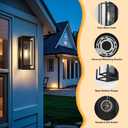 16.5'' Large Outdoor Porch Wall Lanterns, 2 Pack Matte Black Exterior Outdoor Lights with Clear Glass Shade, Modern Wterproof Light Fixtures for Front Door, Patio, Garage, LED Bulb Included