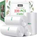 8 Gallon 220 Counts Unscented Medium Trash Bags,Fit 7,8,9,10 Gal Garbage Bags by Teivio, 30 Liter Thick Bathroom Can Bin Liners,Plastic Bags for Home Office Kitchen, Clear