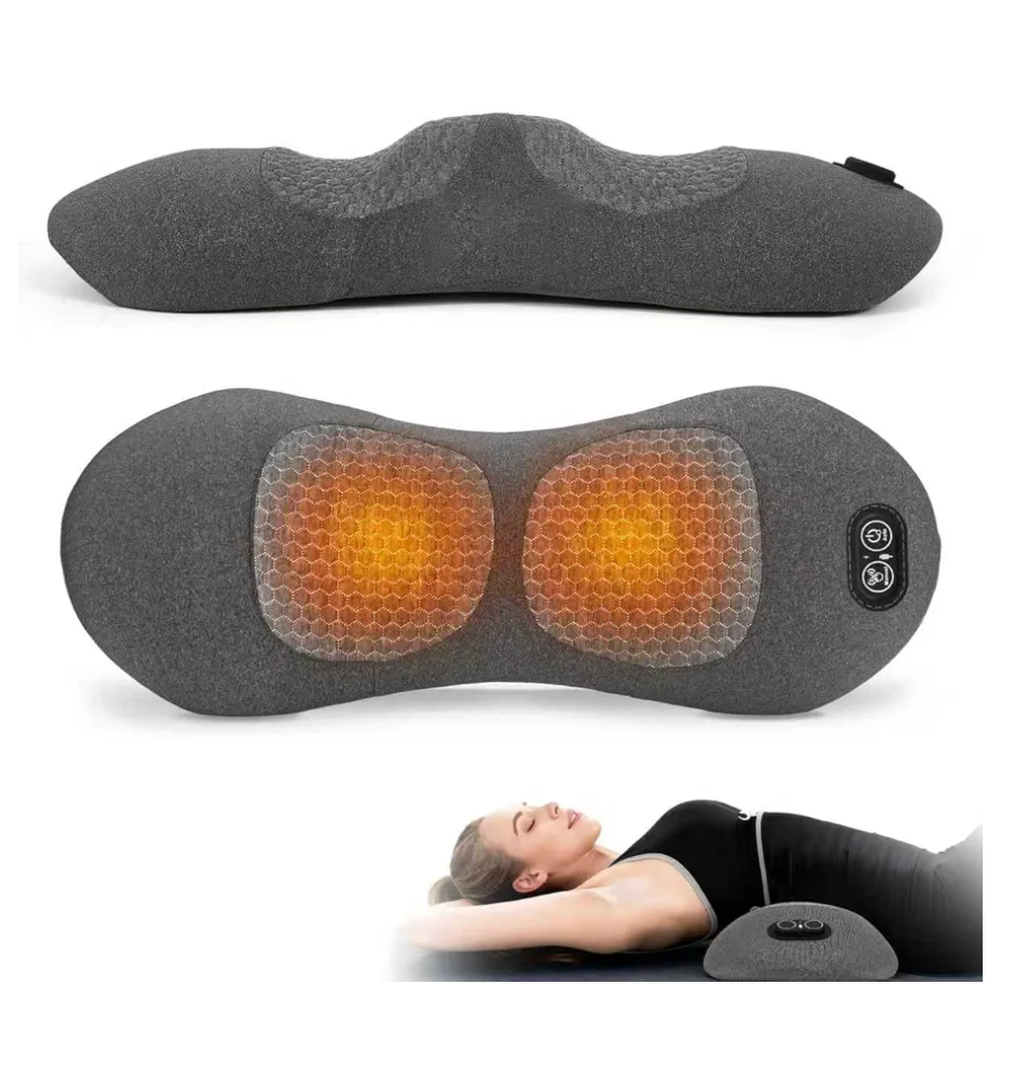 3-in-1 Electric Back Massager Pillow, Rechargeable Lumbar Support Cushion with Heat Vibration