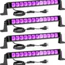 Onforu 4 Pack 42W LED Black Lights, Blacklight Bars with Plug and Switch, Glow in The Dark Party Supplies for Halloween Decorations, Bedroom, Body Paint, Stage Lighting, Poster, Black