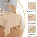 Hiasan 60 X 60 Inch Square Textured Tablecloth - Waterproof Spillproof Antiwrinkle Jacquard Table Cloth for Kitchen and Dining Dinner, Outdoor Picnic, Holiday and Parties, Beige