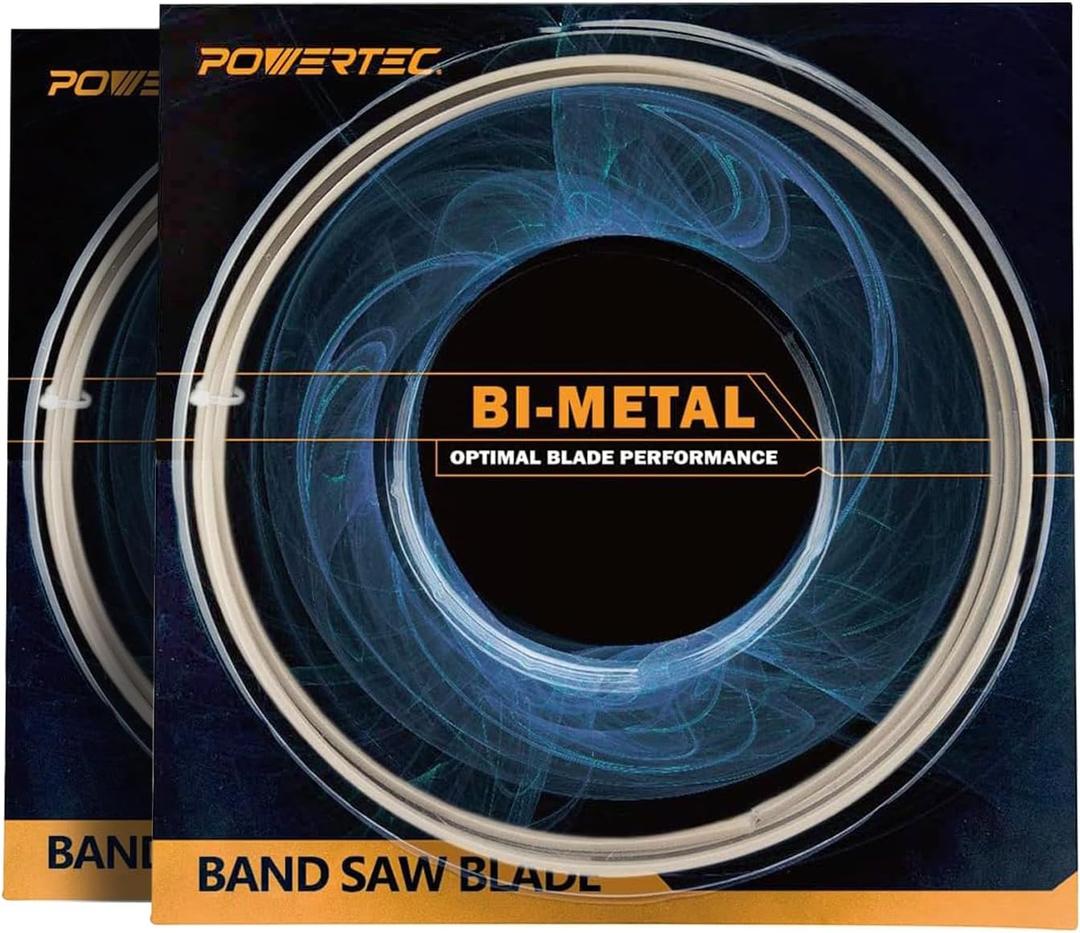 POWERTEC 111 Inch Bi-Metal Bandsaw Blades, 1/2" x 14 TPI Non-Ferrous Metal Cutting Band Saw Blades for Craftsman 22440 and Rikon 10-325, 10-326 & 10-324TG 14" Band Saw, 2pk (13380-P2)