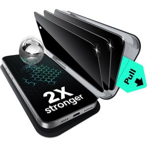 ESR 3 Pack for iPhone 15 Pro Max Privacy Screen Protector, Military Grade Shatterproof, 9H Hardness, Anti-spy Tempered Glass with UltraFit Tray