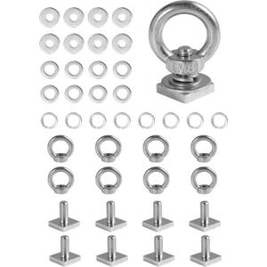 T Track Mount Tie Down Anchor for Roof Rack, M8 Heavy Duty Ring Shaped Eye Bolt, Stainless Steel T Bolt Eye Nut Tie Down Rings for Holding Bungee Cord, Ropes, Hooks