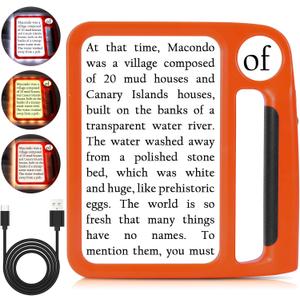 5X 10X Full-Page Magnifying Glass with Light, Rechargeable Handheld Magnifier with 3 Light Modes, 48 Lights, Clean Cloth Ideal Gift for Seniors Reading Books Inspection