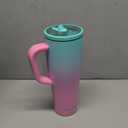 Ice Shaker 40 oz Tumbler with Handle and Straw | 40oz Pink Mint | Cold for 30+ Hours | 2-in-1 Tumbler Shaker Bottle | Odor-Free 40 ounce Bottle for Water, Protein Shakes, Smoothies, Cocktails