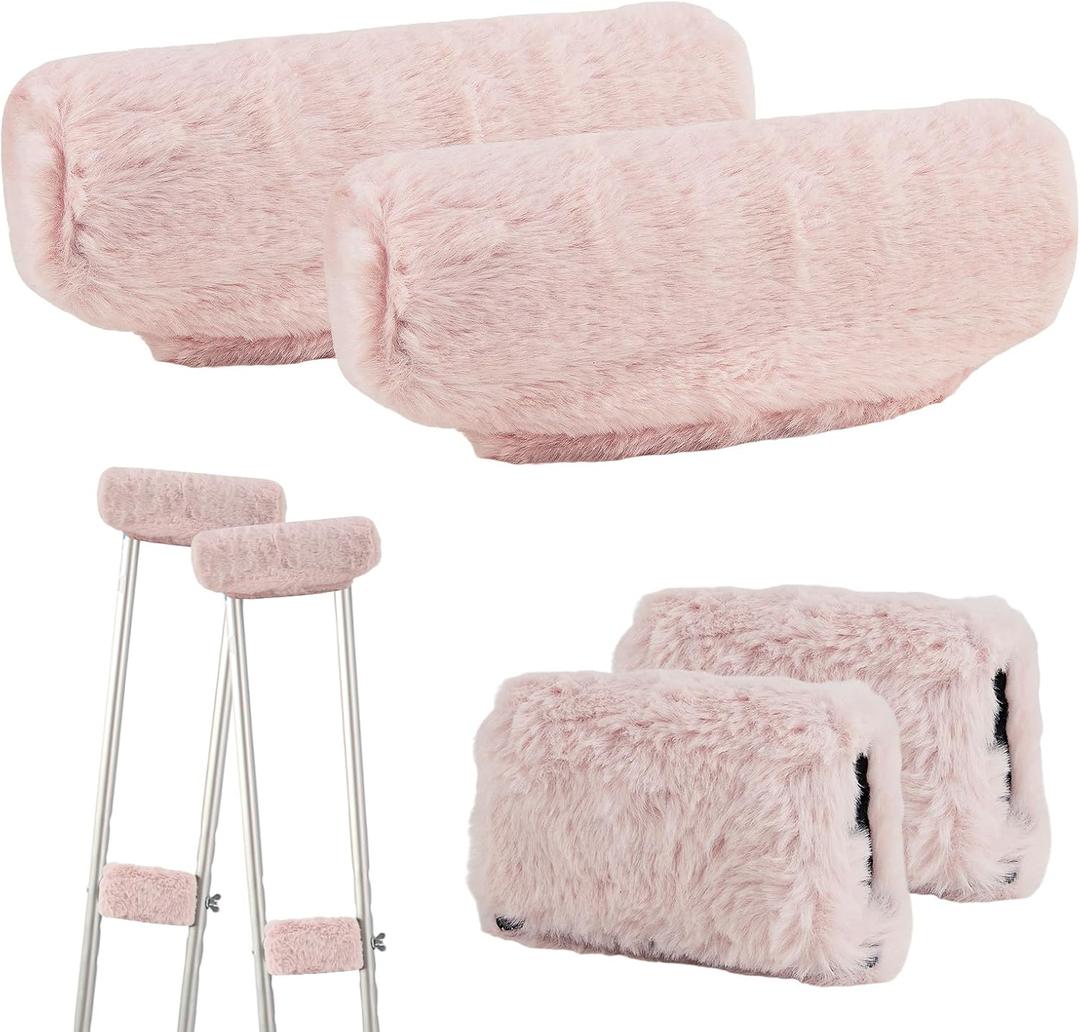 Crutches Padding Universal Crutch Pads for Armpits and Hand Grips Cushion for Crutches Underarm Crutch Covers Sets (Pink)