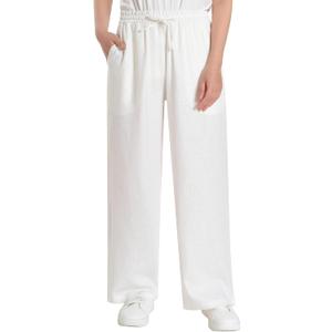 Latuza Women's Petite Linen Rayon Pants Wide Leg Casual Pants (White, XL)