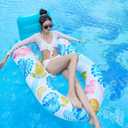 2 in 1 Floating Recliner Pool, Deluxe Inflatable Pool Float Adult with Backrest and Cup Holder, Cool Fun Pool Chair Float Bed, Pool, Beach, Enjoy Vacation, Age 15 + (Light green)