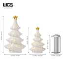 WDS WONDROUS Ceramic Christmas Tree White with Lighted Decor, 2 Pcs Christmas Trees Figurines with Lights, Small Xmas Tree with Star for Tabletop Mantel Shelf Fireplace (5.1x5.1x9.0in, White and Gold)