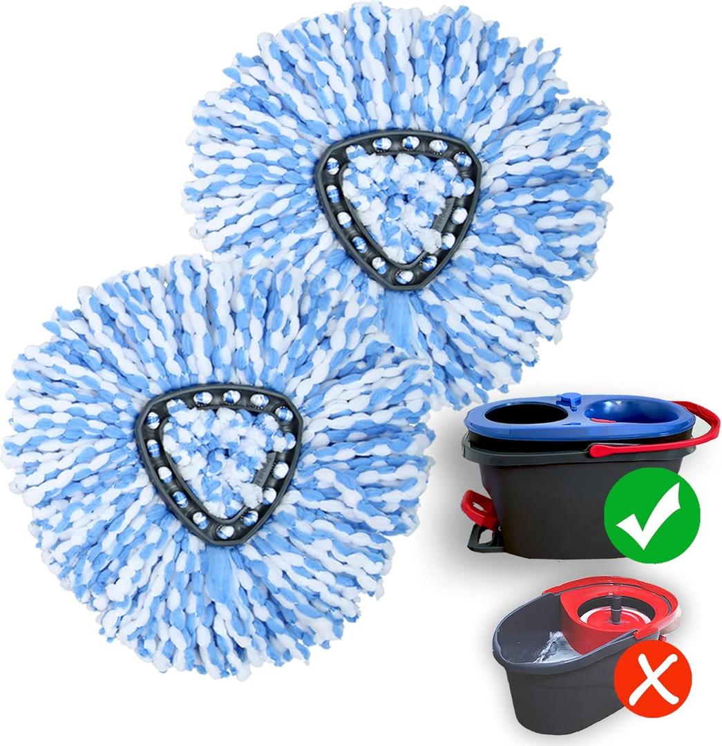 homsis 2 Pack Mop Replace Head Compatible with O Cedar Rinse Clean 2-Tank Spin Mop - Mop Refills 100% Microfiber, Deep Cleaning Machine Washable and Easy-to-Replace