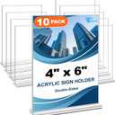 EHWINE 10 Pack Acrylic Sign Holder 4x6, Double-Sided Stand up Table Top Sign Holders, Clear Acrylic Picture Frame Paper Holder Display Stand for Office Business Store Wedding Party