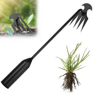 Weed Puller Tool Garden Weed Pulling Tool– 15.7” Portable Garden Weeder, 4 Teeth Manganese Steel Forged Hand Tool for Uprooting Weeds, Ideal for Gardening (2PCS)