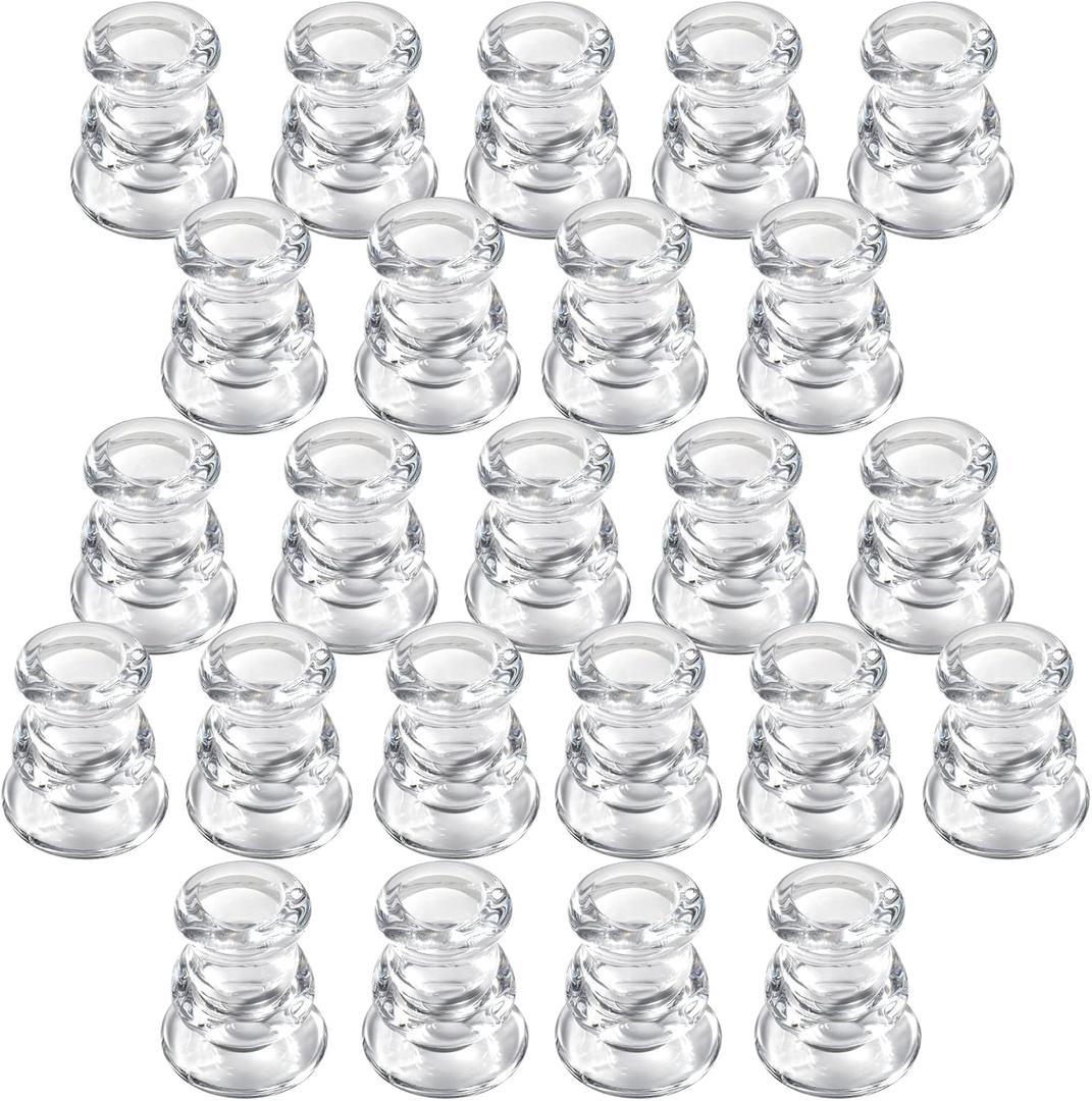 Clear Glass Candlestick Holders 24PCS, 2.1" H Taper Candle Holders Bulk for Pillar Candles, Taper Candles, Glass Candle Holders for Wedding, Party&Festival