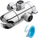 Meccion 3-Way Diverter Valve 1/2 Inch Shower Arm Diverter with Handheld Showerhead Bracket, Shower Head Arm Mounted Diverter with Teflon Tape