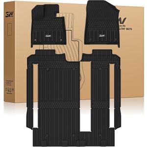3W Floor Mats for Toyota Sienna 2021-2026 8 Seat LE/XLE, TPE All Weather Custom Fit Floor Liner for Toyota Sienna 1st, 2nd and 3rd Row, Black (Only for 8 Passenger)