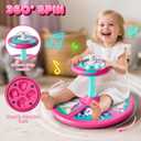 Lehoo Castle Unicorn Sit and Spin Toys for Toddlers 1-3 Girls, Toddler Sit n Spin with Lights and Music, 360Spinning Seat for Body Balance Training, Sensory Toys Birthday Gift for Kids 2-4