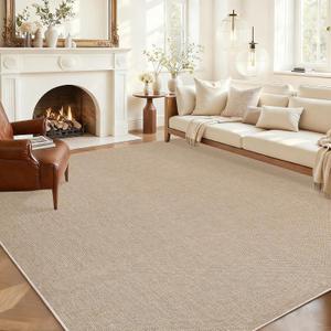 Garvee Large Washable Rug 9x12 Modern Solid Rugs for Living Room Tan
Non Slip Woven Textured Bedroom Rug Ultra-Thin Non-Shedding Farmhouse Carpet Neutral Foldable Throw Rugs for Bedroom Office