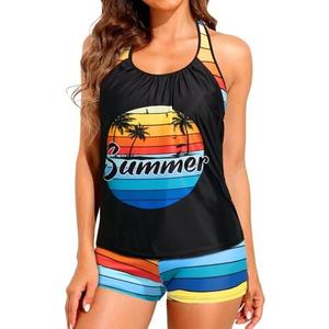 Tempt Me Women Tankini Swimsuits with Shorts - Two Piece Tummy Control Bathing Suit Racerback Sporty Swimwear 2025, XL