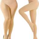 Buauty Plus Size Fleece Lined Tights Womens- Winter Warm Fake Translucent Thermal Pantyhose,Thick Leggings under Dresses (Large-X-Large, Nude)