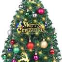 Small Christmas Tree with Lights, 2ft/24 inch Artificial Mini Table Top Christmas Tree Decorations with Star Tree Topper, Hanging Balls Ornaments, 30 Pcs Little DIY Xmas Trees for Kids Room