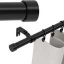 180 inch Curtain Rods, Extra Long Curtain Rod for Windows 120-180 inch, 1 inch Heavy Duty Drapery Rod for Outdoor Patio, Living Room, Bedroom, Modern Black Adjustable Curtain Rods 10-15ft