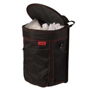 Car Trash Can - Hanging Leakproof Garbage Bin - 2.5 Gallon Car Organizer with Liner & Pockets - Black with Red Stitching - Universal Fit for Auto, Truck, SUV