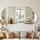 Irregular Wall Mirror, 30"x60" Asymmetrical Mirror with Metal Frame, Modern Unique Decorative Mirrors for Bathroom, Wall Decor, Entryway, Living Room, Black