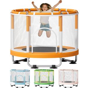ZCMHAXJ 55" Trampoline for Kids, 440lbs Capacity Indoor & Outdoor Toddler Trampoline, Gifts for Boys & Girls