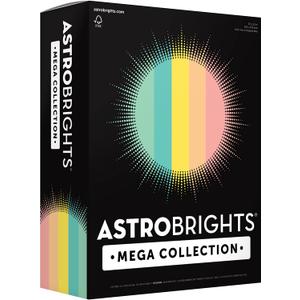 Astrobrights Mega Collection, Colored Cardstock, Punchy Pastel 5-Color Assortment, 320 Sheets, 65 lb./176 gsm, 8.5" x 11" (91780)