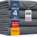 Utopia Bedding Washable Underpads 34" x 36" (Pack of 4), Waterproof Reusable Heavy Absorbency Incontinence Bed Pads for Adults, Kids, Elderly and Pets, Bedwetting Pads for Sofa and Couch (Grey)