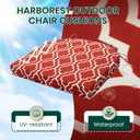 HARBOREST Outdoor Chair Cushions Set of 6, Water Resistant Patio Chair Cushions with Ties, Outdoor Seat Cushions for Patio Furniture, 17"x16"x2", Wine Red Geometry