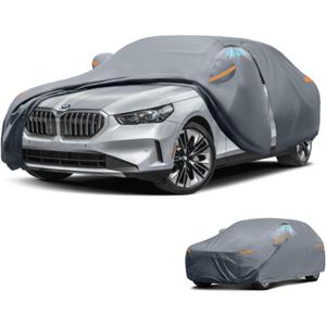 Waterproof BMW 5 Series 528i 530i 535i 540i M5 M550i M550(2010-2026) Car Cover with Breathable Vents, [2026 Upgrade] Premium Covers with Cotton Liner and Zipper Door,Sun Rain Snow Dust Uv Protection.